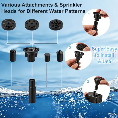 15W Solar Fountain Water Pump with 6 Nozzles for Bird Bath Garden (15w Solar Fountain Pump)