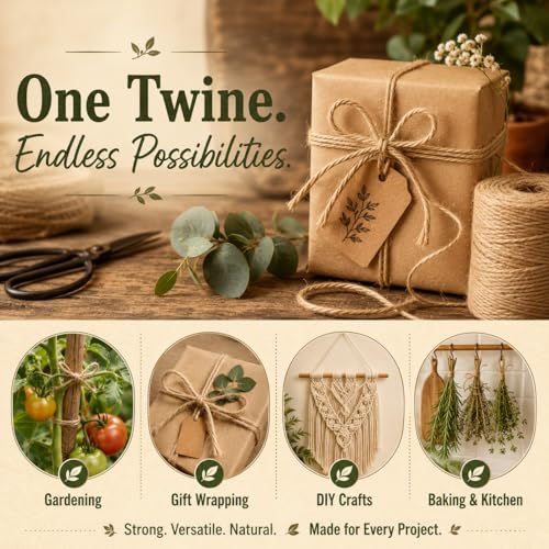 2mm - 164FT, 600FT, 1200FT, 1800FT Natural Jute Twine Rope String (164 Foot)