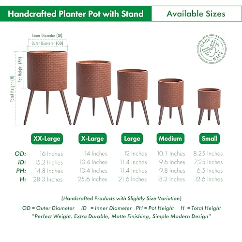 Planter Pot with Wood Stand (X-Large / Terra Cotta)