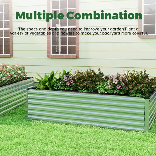 8x4x3ft Outdoor Metal Raised Garden Bed (Silver / 8x4x3 FT-2PC)