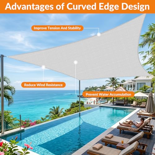 15'X15' Sun Shade Sail Gray Curved Square Customizable (Gray / 15'X15' custom)
