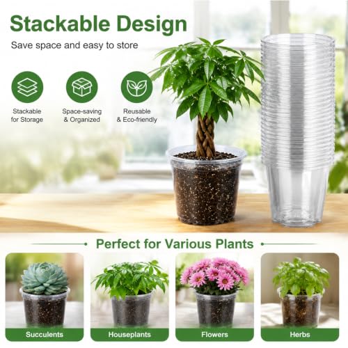 45 Pack Large Clear Nursery Pots 7 (Clear / 10/8/7 Inch)