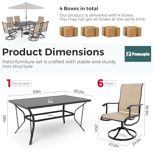 7 Piece Outdoor Dining Set (Beige / 7-Piece(59"))