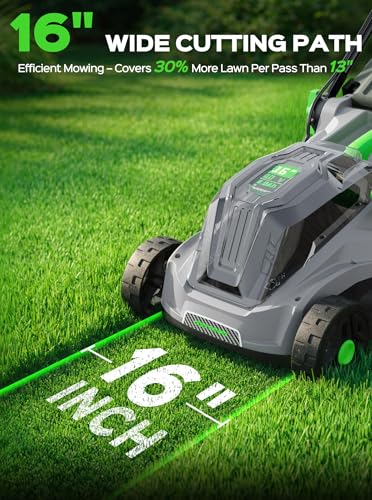 40V 16" Cordless Electric Lawn Mower with 4.0Ah Battery (Green)