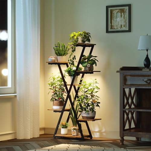Plant Stand Indoor with Grow Lights (Black / 43.3 inch, 7 tier)
