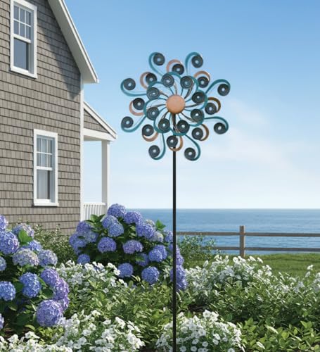 Wind Spinner Outdoor Metal Kinetic Yard Art with Stake (Shell / Large (80-89 Inch))