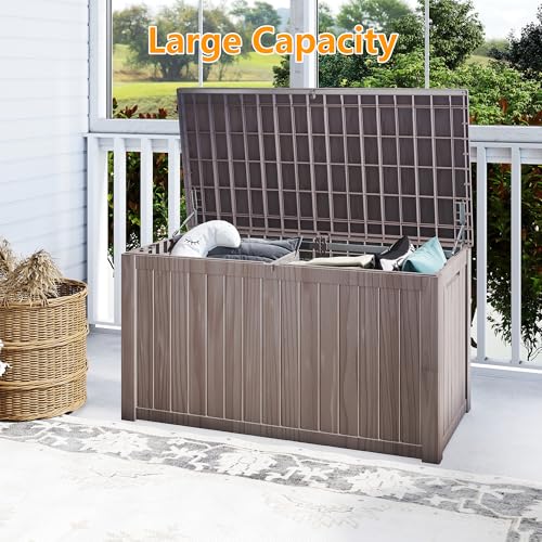 200 Gallon Deck Boxes Outdoor Waterproof (Light Brown / 200 GAL)