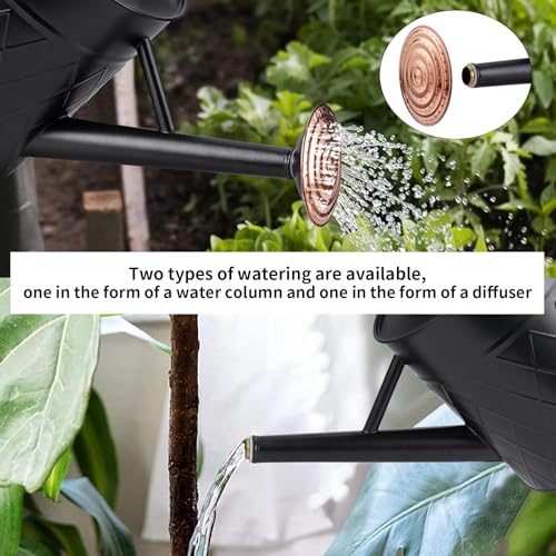 1.75 Gallon Outdoor Metal Watering Can for Garden Plants (Black)