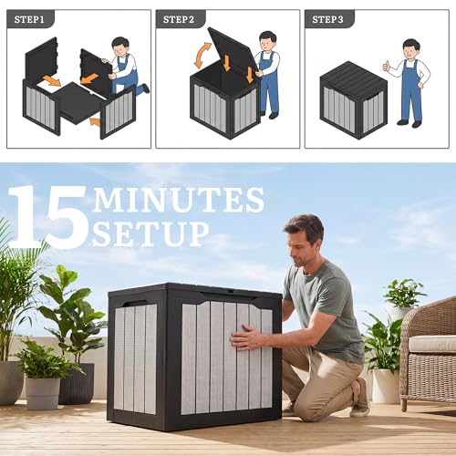 35 Gallon Deck Box (Black & Wood-Grain Gray / 30 Gallon)