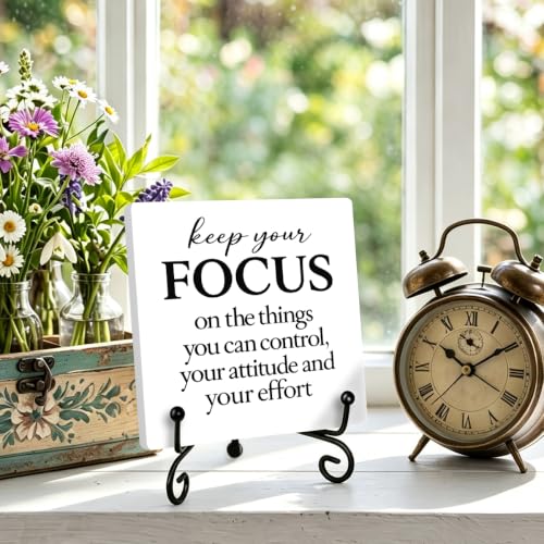 Motivational Quote for Home Office Book Shelf Table Decor 6.3x6.3 Inch 05 (Multicolor 1704 / Wooden sign with iron frame（6.3 x 6.3 inches）)