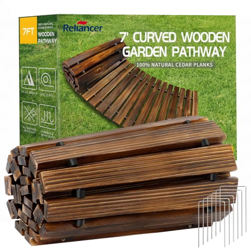 7' Wooden Garden Pathway (7ft (L) x 22in (W) / Brown-curved)