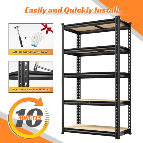 Set of 3 Storage Shelves 5 Tier Garage Shelving Heavy Duty Load 2000LBS (11.8"D x 82.8"W x 60"H)