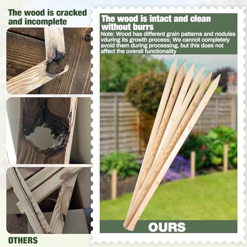 48 Pieces Wooden Garden Stakes 48 Inch Grade and Survey Stakes Wooden Garden and Sign Posts for Plant Support Silt Yard Fence Farm Survey Boundaries Baselines (Smooth Stakes / 48 Inch)
