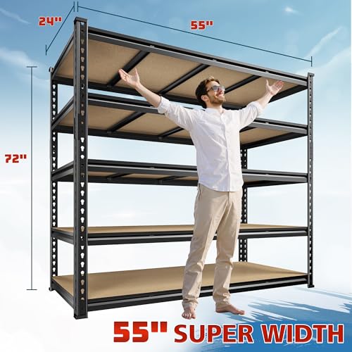 55" W Heavy Duty Garage Shelving (55" W × 24" D × 72" H)