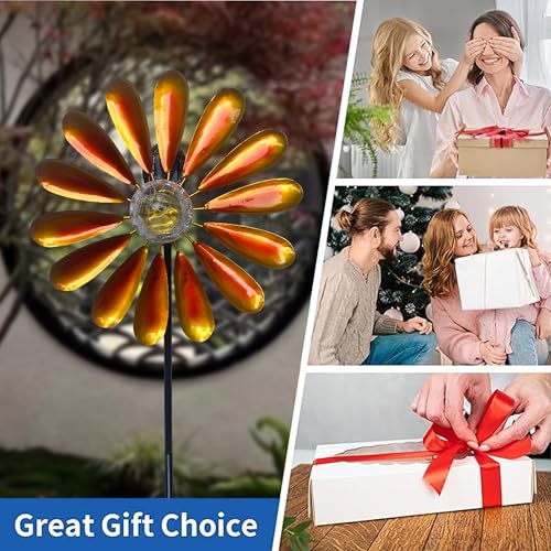 44.48in Orange Solar Daisy Wind Spinner (Orange)