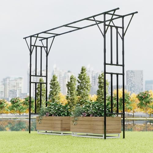 Flat Top Garden Arch Trellis (Extra Large / Black)