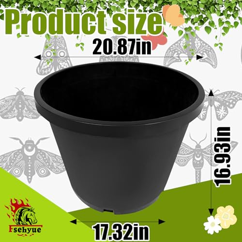 20 Gallon Nursery Pots Plastic Container Injection Molded Pot for Plants Flexible with Drainage Holes Suitable for Plants Soil Growers or Hydroponics Black 5 Pcs (5 Count)