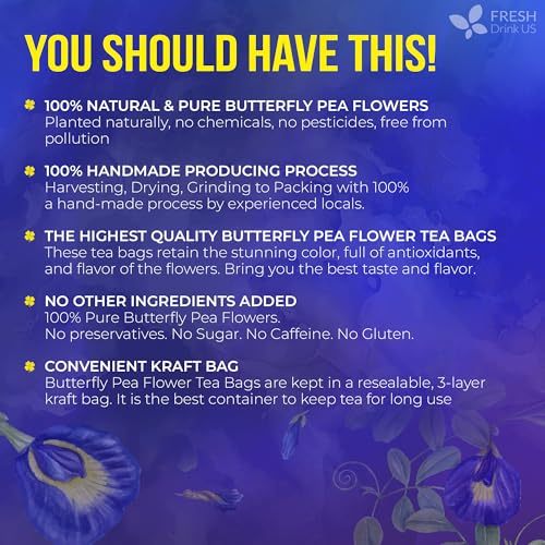 Premium 150 Butterfly Pea Flower Tea Bags (150 Tea Bags)