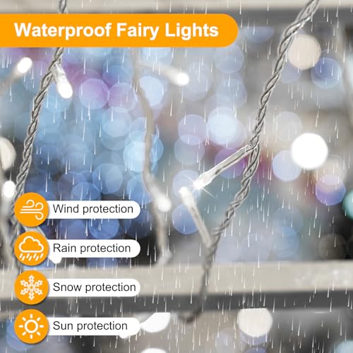 100FT 300 LED Christmas Lights Plug in (Cool White / 100FT 300LED)