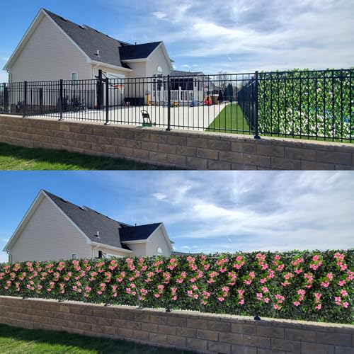 Expandable Fence Privacy Screen for Balcony Patio Outdoor (Branches -Pink Fowers)