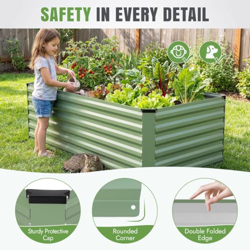 Galvanized Metal Raised Garden Bed 6×3×2FT (Olivegreen / 6×3×2ft)