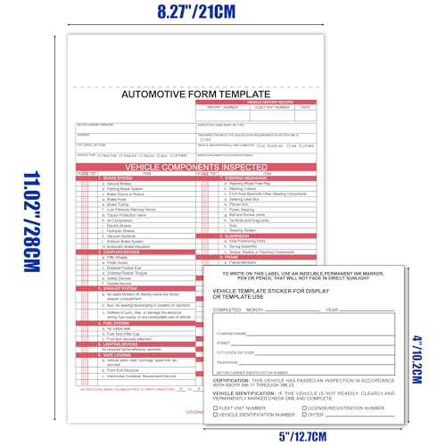 White Vehicle Form Template Sticker (5 Sets White Template and Stickers)