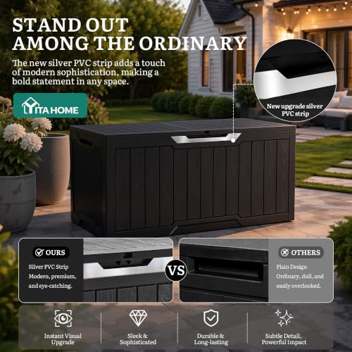 100 Gallon Outdoor Storage Box w (Black&Sliver / 100 Gallon)