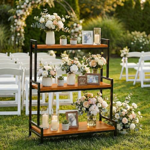 3 Tier Plant Stand with Wheels (Teak)