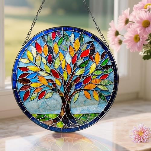 8 Inch Stained Glass Ornament (Tree of Life B)