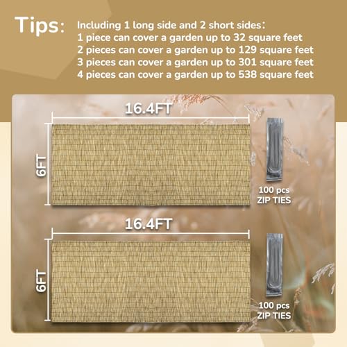 Natural 2 Pack 6FT X16.4FT Reed Fencing Roll Bamboo Privacy Screen (2 Pack 6 X 16.4FT / Natural)