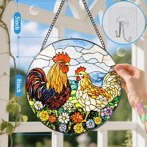 Stained Glass Window Hanging (Chickens)