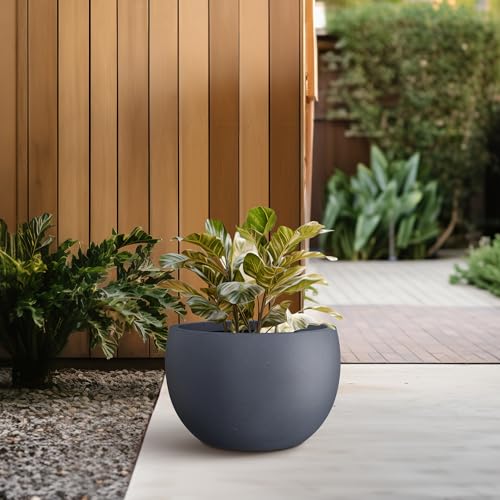 Small Round Bowl Charcoal Concrete Planter 11.8" Dia (Charcoal / 11.8" d)