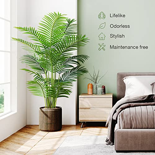 Garden 6ft Artificial Areca Palm Plant 2 Packs in Pot (6FT - 2 PACK)