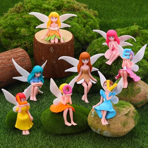 8 Pcs Fairy Figurines Miniature Fairies Love Letter Theme Set (3.46*2.16 inch)