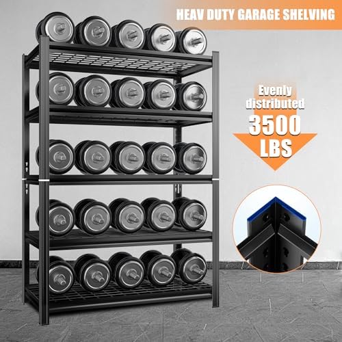 72''H Garage Shelving 3500LBS Capacity Heavy Duty Storage Shelves (5-Tier Wire 48''Wx24''Dx72''H)