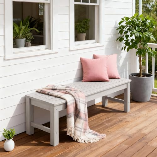 47" Backless HDPE Outdoor Bench for 2 (Grey / 1 pack)