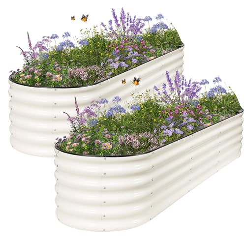 Galvanized Raised Garden Bed (White / 8x2x1.4FT)
