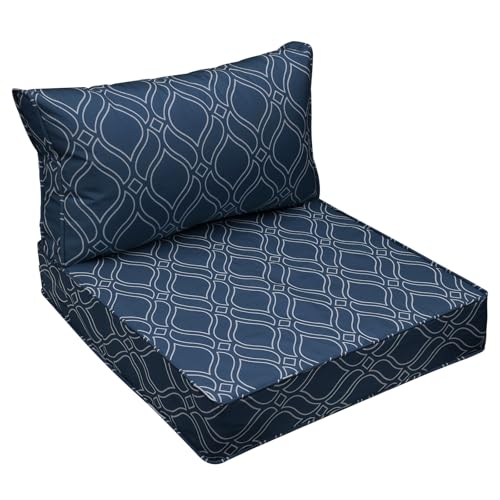 Outdoor Chair Cushions (Slate Blue Vine Trellis / 24"x24"x5" / 24"x13.5")