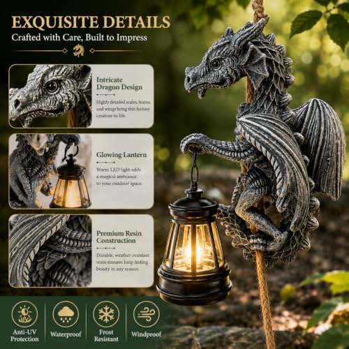 Solar Hanging Dragon Garden Decor with LED Lantern (Dragon)
