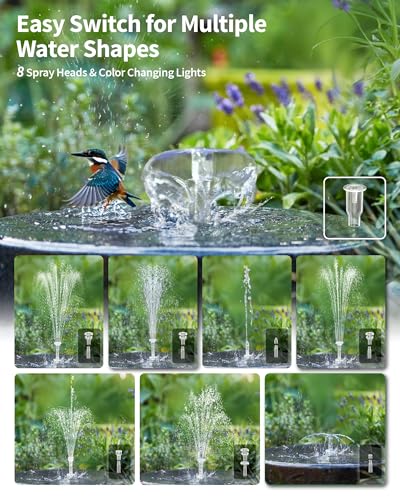 12W Solar Fountain Pump with 4200mAh Battery Backup (12W Fountain with LED Light)