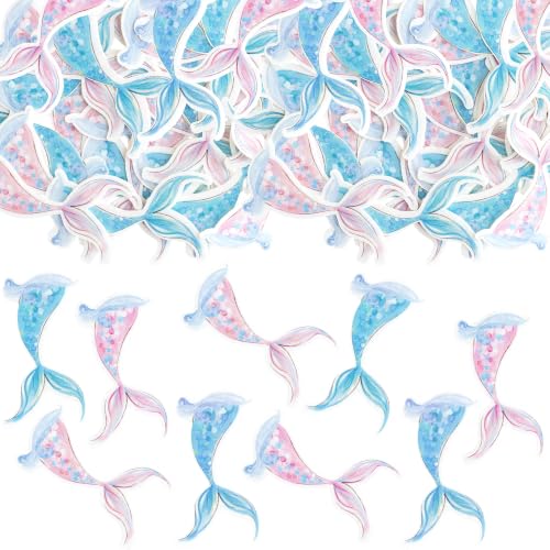 60Pcs Edible Colorful Mermaid Tails Cupcake Toppers Mermaid Cupcake Picks for Under The Sea Party Decoration Baby Shower Girls Mermaids Birthday Ocean Theme Bridal Shower Wedding Supplies (Blue Pink Purple)