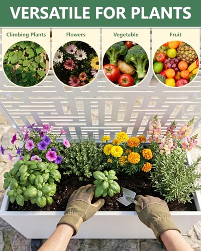Metal Planter Box with Trellis (White / 2pc)