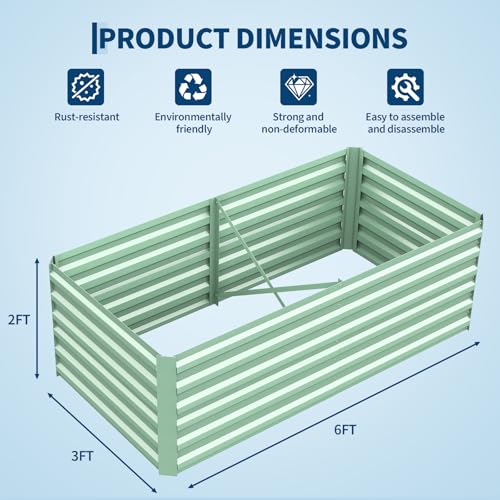 2PCS 6x3x2ft Galvanized Raised Garden Bed (Green-rect. / 6x3x2ft 2pcs)