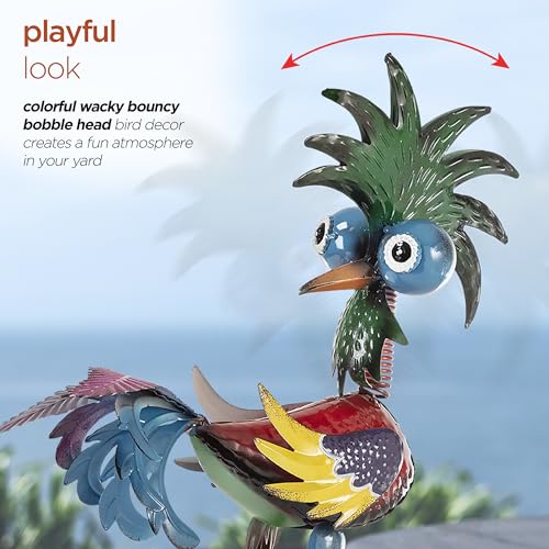 19" Tall Wild Tropical Metal Rooster Yard Statue (19" Multicolor Rooster)