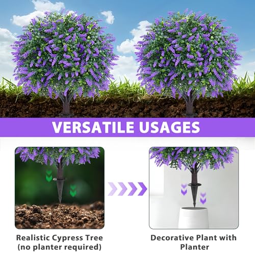 Artificial Set of 4 UV Resistant Boxwood Topiary Ball with Lavender (Lavender Ball 4pcs)