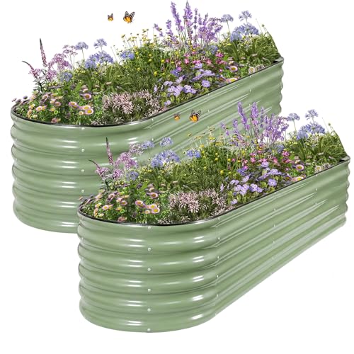 Galvanized Raised Garden Bed (Green / 8x2x1.4FT)