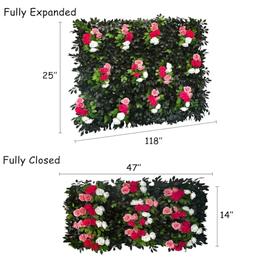 Expandable Fence Privacy Screen for Balcony Patio Outdoor (Branches -Colorful Rose)
