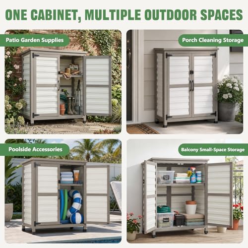 32" Small Outdoor Storage Cabinet (White / 32" x 13" x 40")