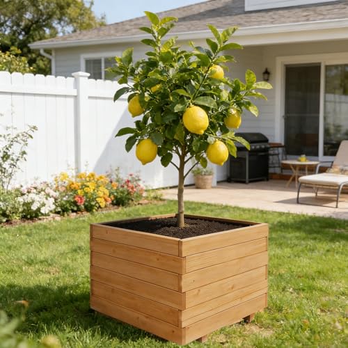 23.62" Square Wooden Planter Box (Brown / 23.62"W X 23.62"D X 17.72"H)