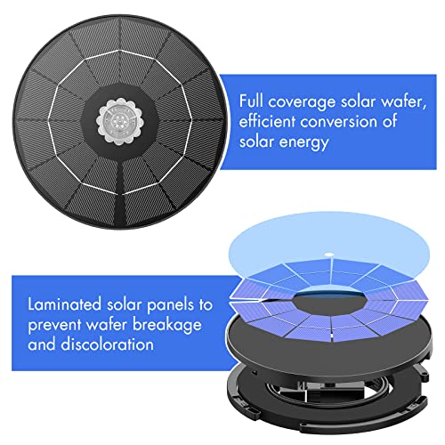 3.5W Solar Fountain Pump for Bird Bath Separated Design & 8 Nozzles (3.5W / Black)